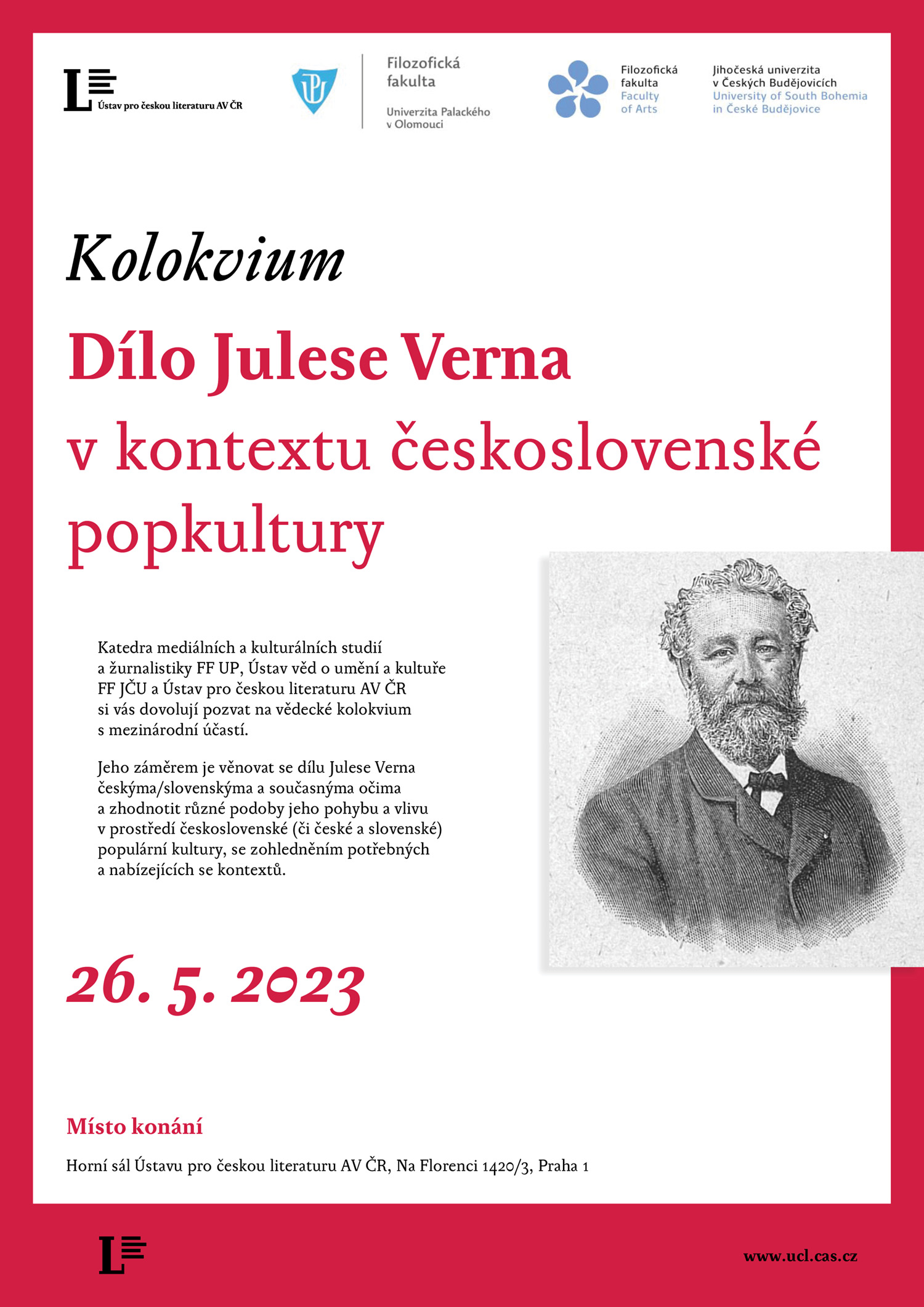 pozvánka kolokvium Dílo Julese Verna v kontextu československé popkultury