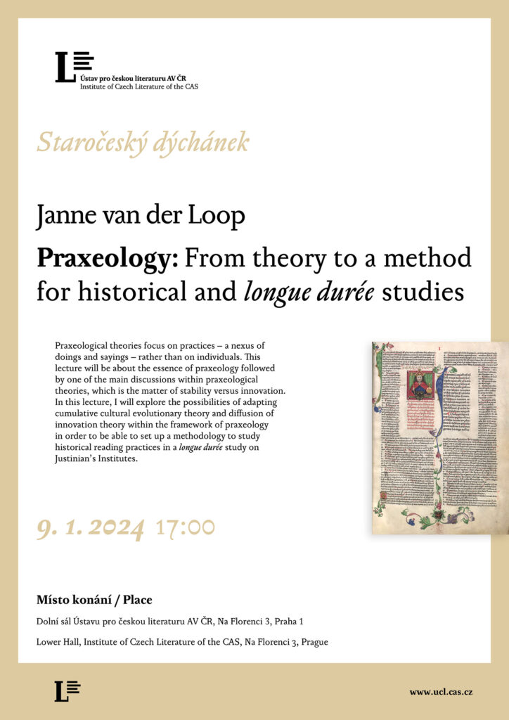 pozvánka na přednášku – Janne van der Loop: Praxeology: From theory to a method for historical and longue durée studies