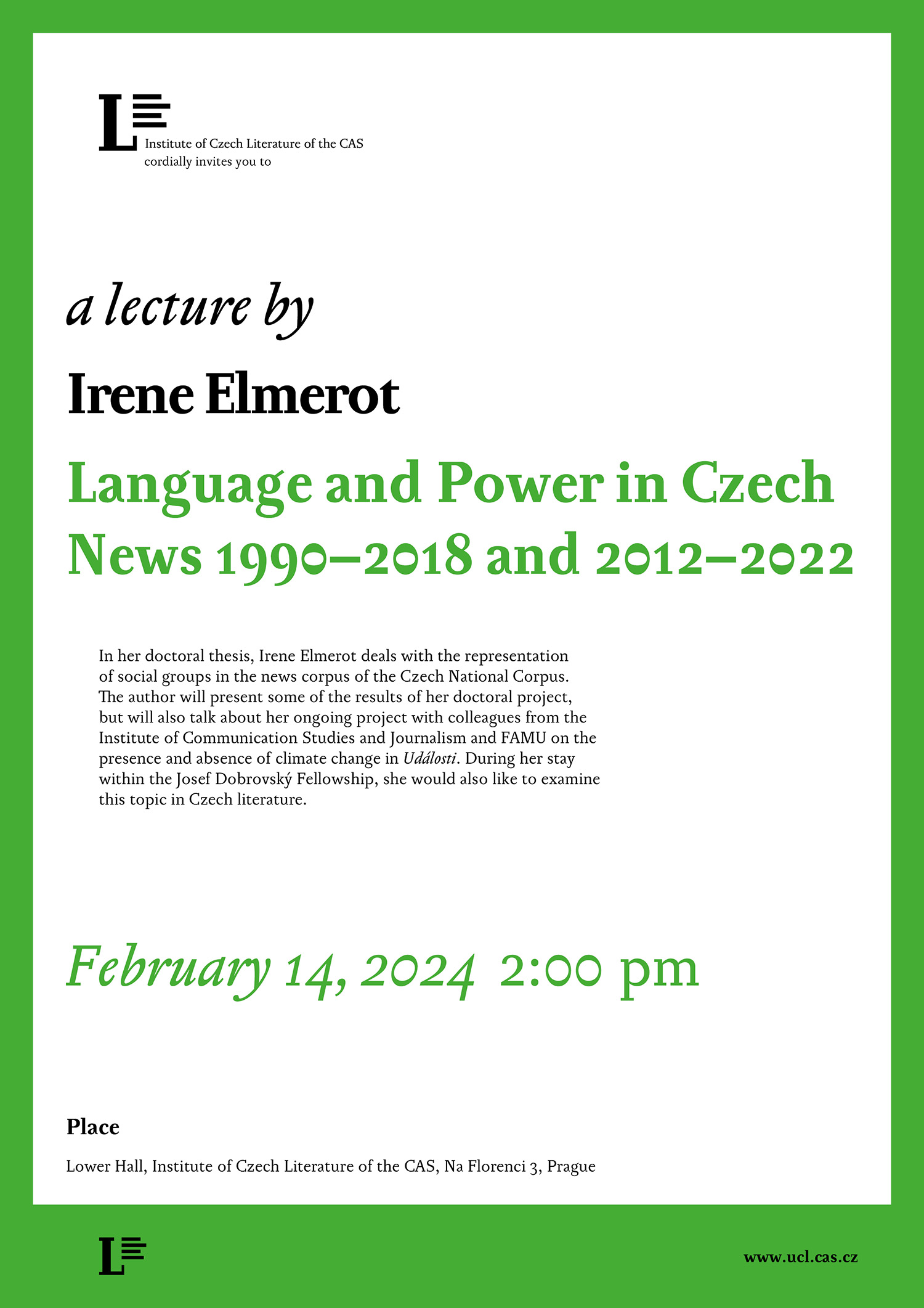 Irene Elmerot, přednáška 14. 2. 2024