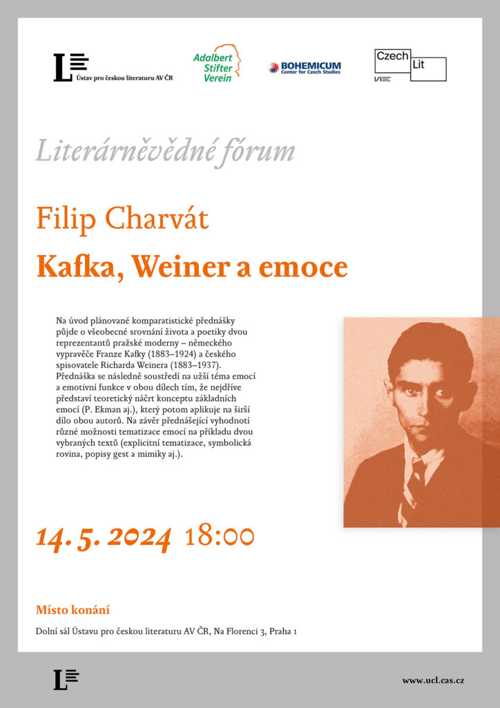 Filip Charvát: Kafka, Weiner a emoce / pozvánka na přednášku 14. 5. 2024