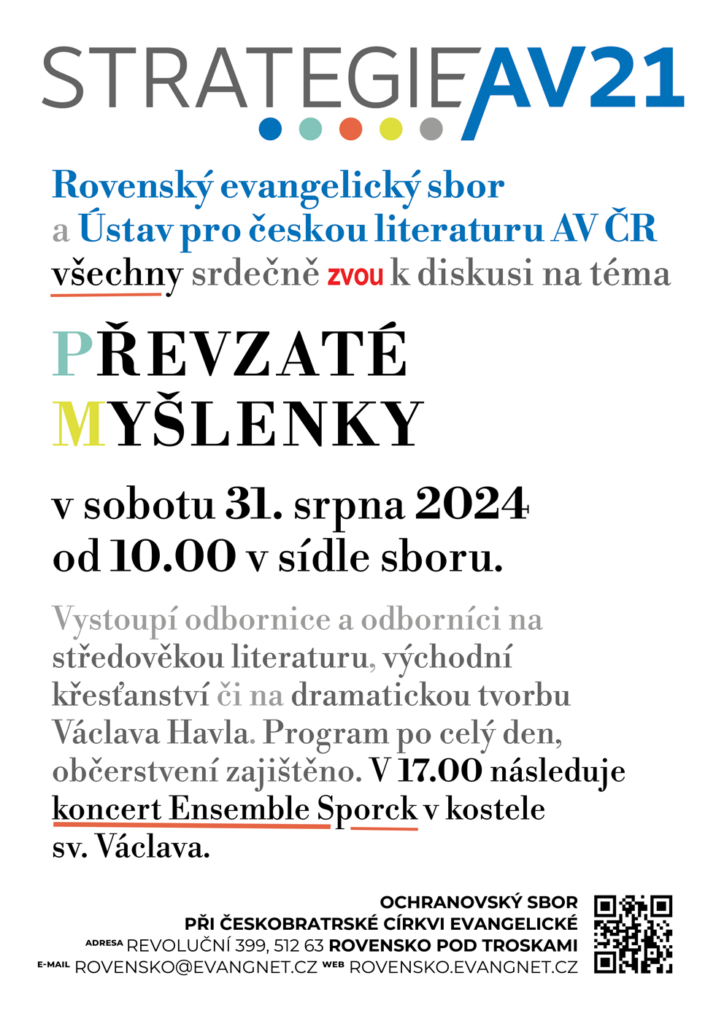 pozvánka na diskusní setkání Převzaté myšlenky (31. 8. 2024)