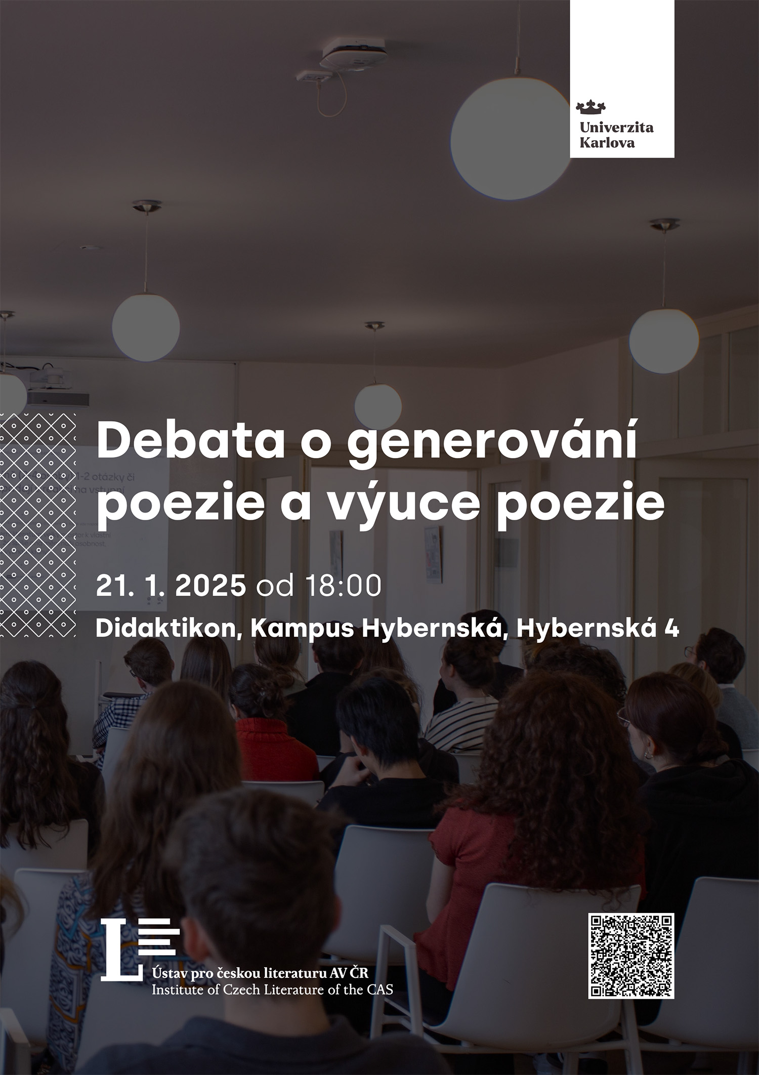 Debata o generování poezie a výuce literatury 21. 1. 2025 / pozvánka